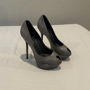 Sergio Rossi Shimmering Silver Platform Heels